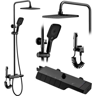 Set Doccia Rea Rob Black - Termostatico, Nero Set Doccia Rea Rob Black - Termostatico, Nero