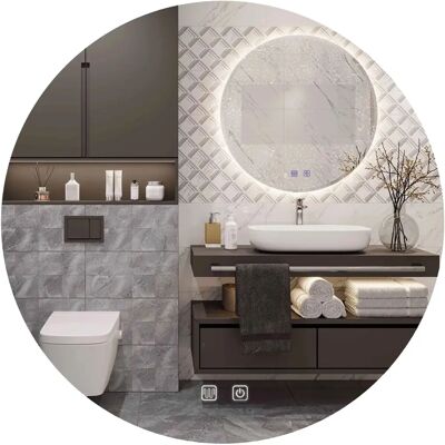Tutumi Chrome LED Round Mirror - 50cm - Modern Style Tutumi Chrome LED Round Mirror - 50cm - Modern Style