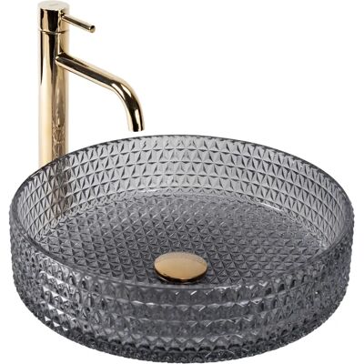 REACTM 39 Grey Modern Glass Washbasin - Washbasin REACTM 39 Grey Modern Glass Washbasin - Washbasin