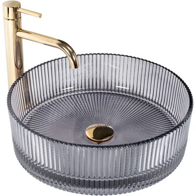REA Ingrid Grey Glass Wall Mount Sink - Modern Bathroom Fixture REA Ingrid Grey Glass Wall Mount Sink - Modern Bathroom Fixture