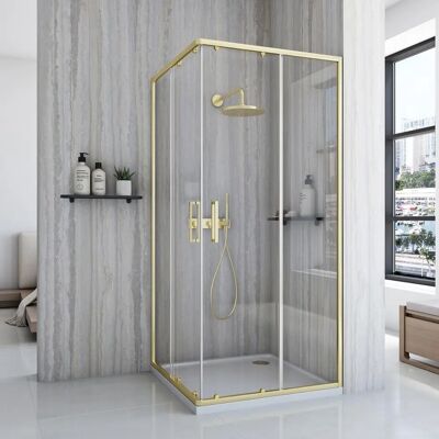 Rea City Oro Cepillado 80x80 Mampara de Ducha Rea City Oro Cepillado 80x80 Mampara de Ducha