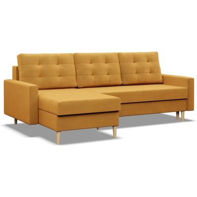 Mebligo - Blank - Żółty - Aksamit - Sofa z funkcją spania Mebligo - Blank - Żółty - Aksamit - Sofa z funkcją spania