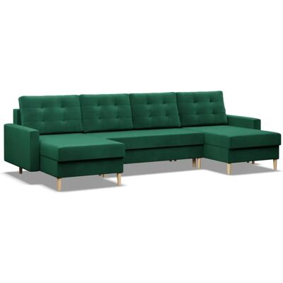 Mebligo - Grand Canapé d'angle en U - Zielony Aksamit - Rozkładana sofa Mebligo - Grand Canapé d'angle en U - Zielony Aksamit - Rozkładana sofa