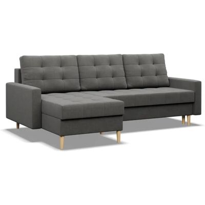 Mebligo - sofa narożna - grafitowy - 4 miejsca - funkcja spania Mebligo - sofa narożna - grafitowy - 4 miejsca - funkcja spania
