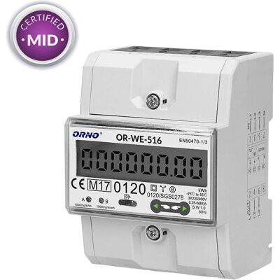 Compteur électrique ORNO OR-WE-516 - Plug-in - Conforme MID - Publicité Compteur électrique ORNO OR-WE-516 - Plug-in - Conforme MID - Publicité