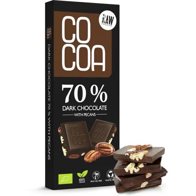 Cocoa Bio 70% Zartbitterschokolade mit Pekannüssen Cocoa Bio 70% Zartbitterschokolade mit Pekannüssen