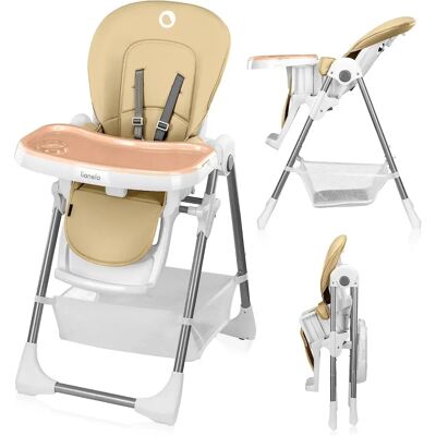 Lionelo Linn Plus Beige Wysoka Krzesło - Regulowana i Składana Lionelo Linn Plus Beige Wysoka Krzesło - Regulowana i Składana