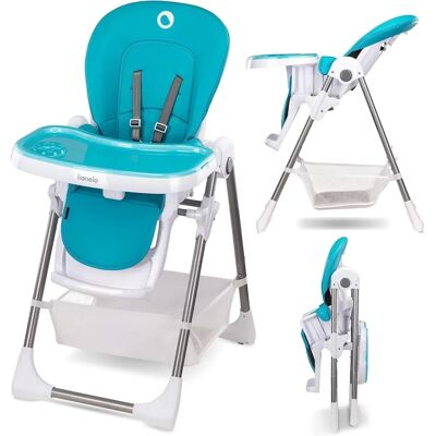 Chaise Haute Lionelo Linn Plus - Turquoise - Publicité Chaise Haute Lionelo Linn Plus - Turquoise - Publicité