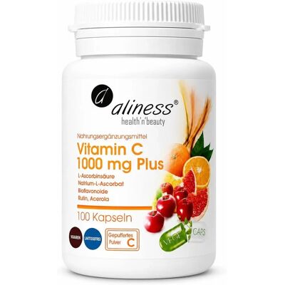 ALINESS Witamina C 1000mg Plus 100 Kapsułek Vegecaps - Wspiera odporność i kolagen ALINESS Witamina C 1000mg Plus 100 Kapsułek Vegecaps - Wspiera odporność i kolagen