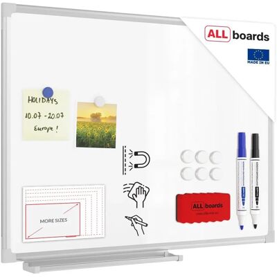 Tableau blanc magnétique effaçable à sec 60x45cm - Publicité Tableau blanc magnétique effaçable à sec 60x45cm - Publicité