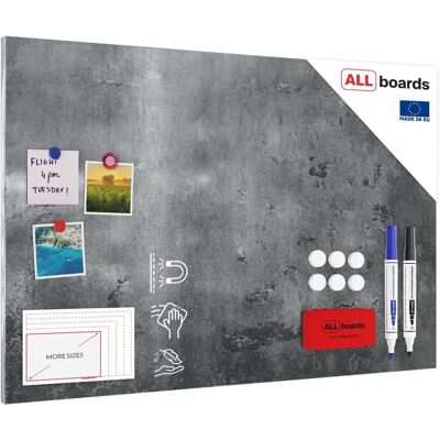 ALLboards Tableau Magnétique 90x60cm Mur en Béton - Pour Tous Aimants - Publicité ALLboards Tableau Magnétique 90x60cm Mur en Béton - Pour Tous Aimants - Publicité