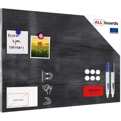 ALLboards Magnettafel Holz Grau 60x40cm mit Zubehör ALLboards Magnettafel Holz Grau 60x40cm mit Zubehör