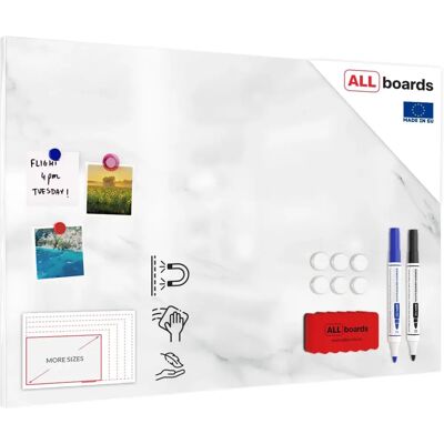 ALLboards Tableau Magnétique Marbre 90x60cm - Tableau Blanc Magnétique - Publicité ALLboards Tableau Magnétique Marbre 90x60cm - Tableau Blanc Magnétique - Publicité