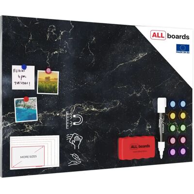 ALLboards Tableau Magnétique Marbre Noir 90x60cm - Pour Tous Aimants - Publicité ALLboards Tableau Magnétique Marbre Noir 90x60cm - Pour Tous Aimants - Publicité