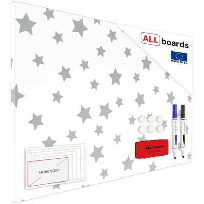 Tableau Magnétique ALLboards - 90x60 cm Étoiles Grises - Publicité Tableau Magnétique ALLboards - 90x60 cm Étoiles Grises - Publicité
