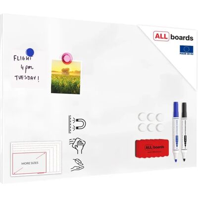 ALLboards Magnettafel 60x40cm Weiß - Magnetische Metalltafel für alle Magnetarten ALLboards Magnettafel 60x40cm Weiß - Magnetische Metalltafel für alle Magnetarten