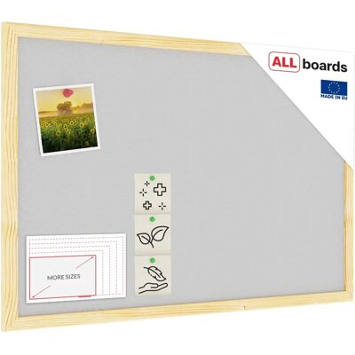 ALLBoards - Tableau en Liège Gris Clair avec Cadre en Bois 60x40cm - Publicité ALLBoards - Tableau en Liège Gris Clair avec Cadre en Bois 60x40cm - Publicité