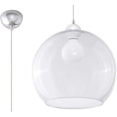 Sollux Lighting Ball 1 Light Glass Dome Ceiling Pendant Transparent, Chrome, E27 Sollux Lighting Ball 1 Light Glass Dome Ceiling Pendant Transparent, Chrome, E27