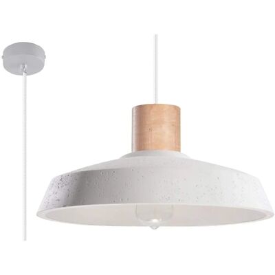 Sollux Lighting - Illuminazione UK 1 Luce Cupola Soffitto Pendente Bianco, Legno Naturale - Lampadario Sollux Lighting - Illuminazione UK 1 Luce Cupola Soffitto Pendente Bianco, Legno Naturale - Lampadario