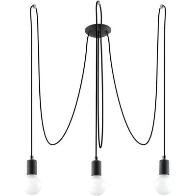 Sollux Lighting Edison 3 Pendelleuchte Schwarz - Deckenlampe, Modernes LED, E27, Künstlerischer Stil Sollux Lighting Edison 3 Pendelleuchte Schwarz - Deckenlampe, Modernes LED, E27, Künstlerischer Stil