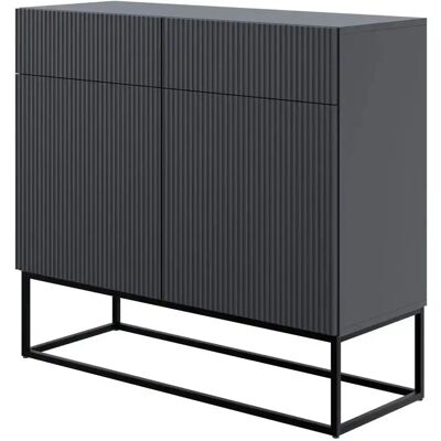 VELDIO Noir 2Tiroirs 100cm Commode Moderne - Publicité VELDIO Noir 2Tiroirs 100cm Commode Moderne - Publicité