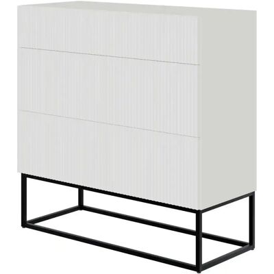 SELSEY VELDIO - Weiße 3-Drawers Kommode - 90 cm SELSEY VELDIO - Weiße 3-Drawers Kommode - 90 cm