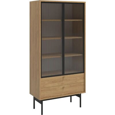 Selsey Hickory Natuurlijke Vitrine - 85cm - 2 Lades - Modern Ontwerp Selsey Hickory Natuurlijke Vitrine - 85cm - 2 Lades - Modern Ontwerp
