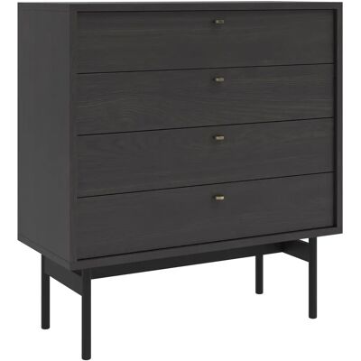 Selsey Schwarze Portland Esche Kommode - 4 Schubladen Selsey Schwarze Portland Esche Kommode - 4 Schubladen