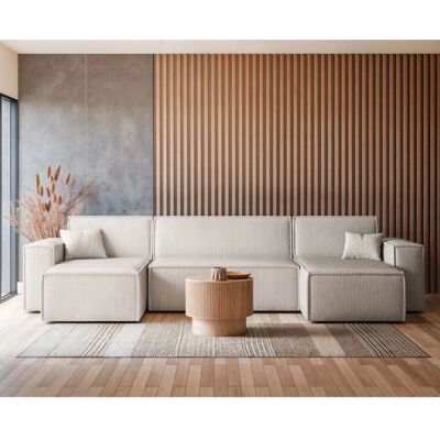 Selsey U-kształtna rozkładana sofa z pluszu - 3 miejsca Selsey U-kształtna rozkładana sofa z pluszu - 3 miejsca