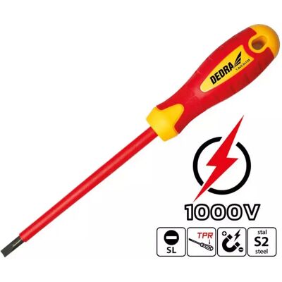 Dedra 06B008 Tournevis plat isolé - screwdriver - Publicité Dedra 06B008 Tournevis plat isolé - screwdriver - Publicité