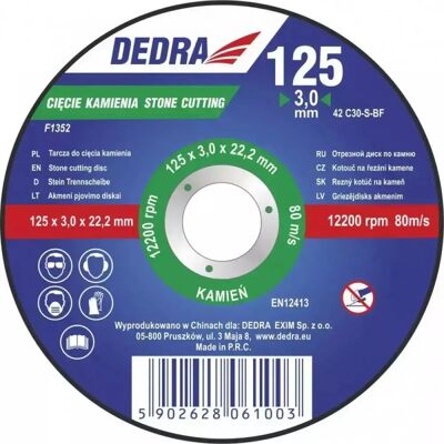 Dedra F1355 Winkelschleifer-Zubehör - Steinschneidscheibe Dedra F1355 Winkelschleifer-Zubehör - Steinschneidscheibe