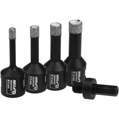 Dedra - Forets diamant - 6 8 10 12 mm - Adaptateur - Publicité Dedra - Forets diamant - 6 8 10 12 mm - Adaptateur - Publicité