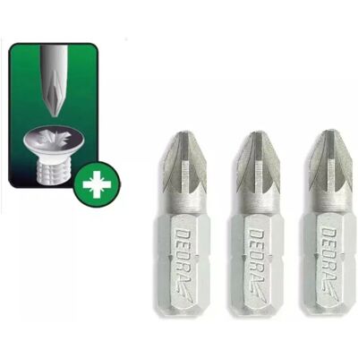 Dedra Pozidriv PZ1x25mm Schrauberset, 3 Stk. Dedra Pozidriv PZ1x25mm Schrauberset, 3 Stk.