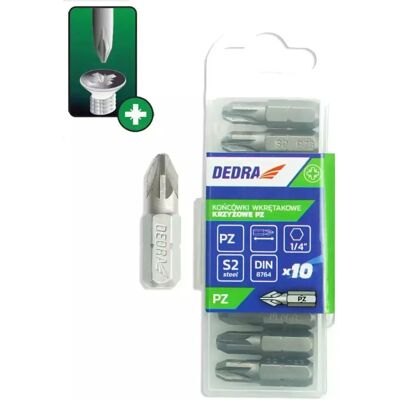 Dedra Pozidriv PZ1x25mm Schraubendreherbits - 10 Stk - Schraubendreherbits Dedra Pozidriv PZ1x25mm Schraubendreherbits - 10 Stk - Schraubendreherbits