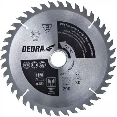 Dedra H30040 Kreissägeblatt - 40 Zähne, Wolframcarbid - 30cm Dedra H30040 Kreissägeblatt - 40 Zähne, Wolframcarbid - 30cm