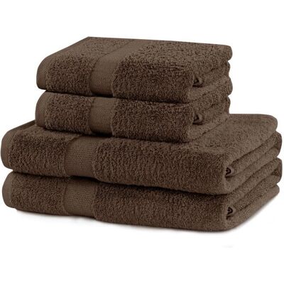 Ensemble de 4 Serviettes Marina Marron - Salle de Bain Ensemble de 4 Serviettes Marina Marron - Salle de Bain