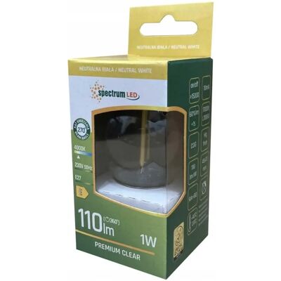Spectrum G45 LED-lamppu - Neutraali - 1W 4000K 110lm Spectrum G45 LED-lamppu - Neutraali - 1W 4000K 110lm