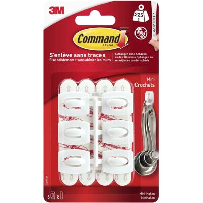 Petits crochets Command blancs 3M - Supports adhésifs légers - Publicité Petits crochets Command blancs 3M - Supports adhésifs légers - Publicité