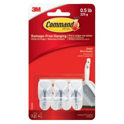 Command 3M Roestvrij staal thuisopberghaak - Wit - 3 stuks Command 3M Roestvrij staal thuisopberghaak - Wit - 3 stuks