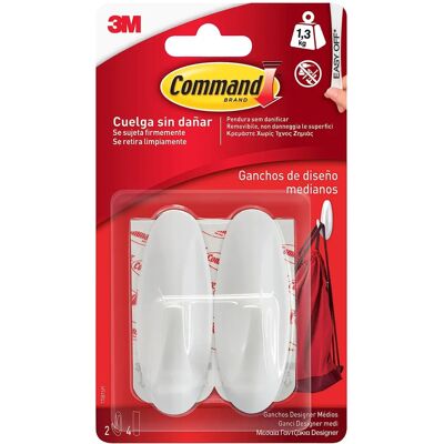 3M Weiße ovale Command-Haken 2 Haken 1,3kg 3M Weiße ovale Command-Haken 2 Haken 1,3kg