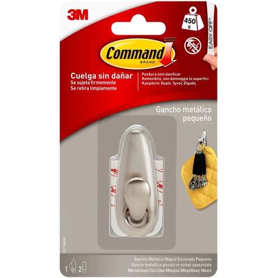 Crochet adhésif métallique Small Command 3M - Nickel, 450g - Publicité Crochet adhésif métallique Small Command 3M - Nickel, 450g - Publicité