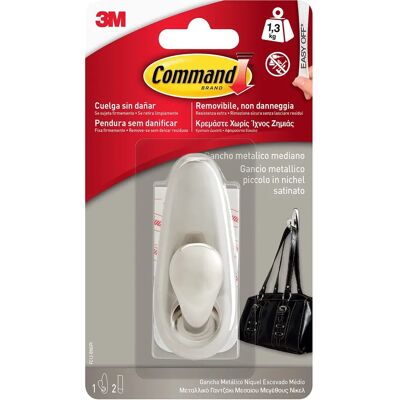 Gancio Riutilizzabile Argento Command - Supporta 1,35kg - Finitura Moderna Gancio Riutilizzabile Argento Command - Supporta 1,35kg - Finitura Moderna