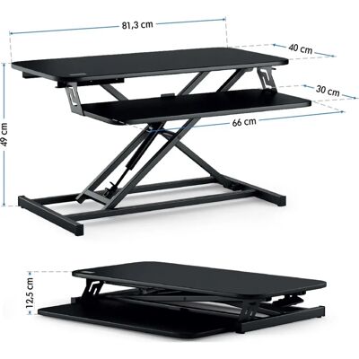Mesa ajustable en altura SENSE7 - 81x40cm Negro Mesa ajustable en altura SENSE7 - 81x40cm Negro