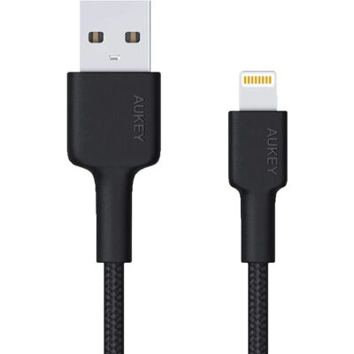 Câble en nylon noir AUKEY CB-AL05 - 2m - Câble Lightning - Publicité Câble en nylon noir AUKEY CB-AL05 - 2m - Câble Lightning - Publicité