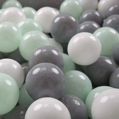 Ballons en Plastique Mou KiddyMoon - 6cm, Blanc/Gris/Menthe - Jouets de Jeu - Publicité Ballons en Plastique Mou KiddyMoon - 6cm, Blanc/Gris/Menthe - Jouets de Jeu - Publicité