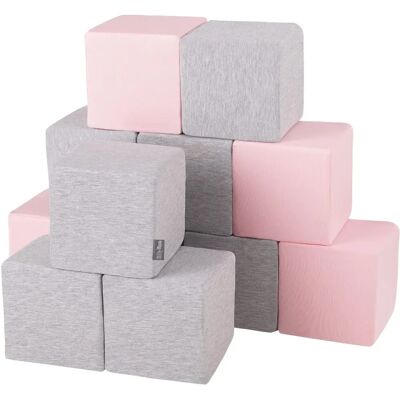 KIDDYMOON Blocs Moelleux - 14Cm, Gris Clair/Rose - Blocs Moelleux pour Enfants - Publicité KIDDYMOON Blocs Moelleux - 14Cm, Gris Clair/Rose - Blocs Moelleux pour Enfants - Publicité