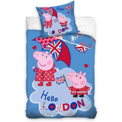 Parure Coppia Sacco e Federa Peppa Pig Hello London - 140x200cm Parure Coppia Sacco e Federa Peppa Pig Hello London - 140x200cm