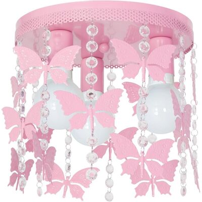 Różowa Lampa Sufitowa Angelica - E27, 3x60W Różowa Lampa Sufitowa Angelica - E27, 3x60W