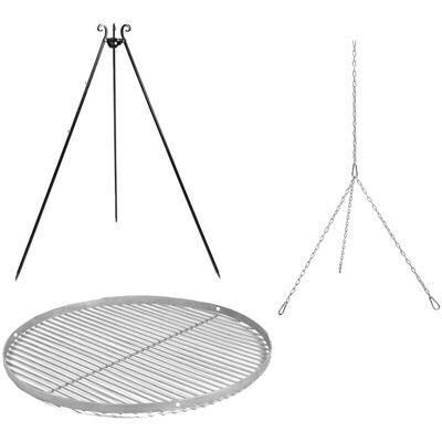 Cook King - Barbecue sur trépied de 180 cm avec grille en acier inoxydable - Publicité Cook King - Barbecue sur trépied de 180 cm avec grille en acier inoxydable - Publicité