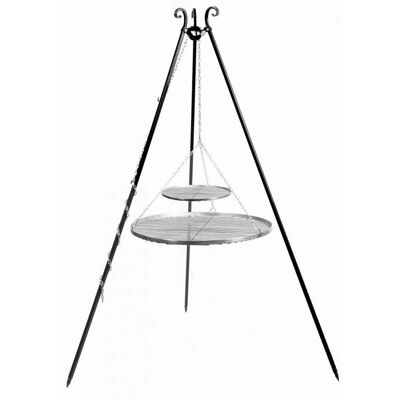 COOK KING Barbecue 2 Grilles Suspendues sur Trépied 180 cm en Acier Inox - Publicité COOK KING Barbecue 2 Grilles Suspendues sur Trépied 180 cm en Acier Inox - Publicité